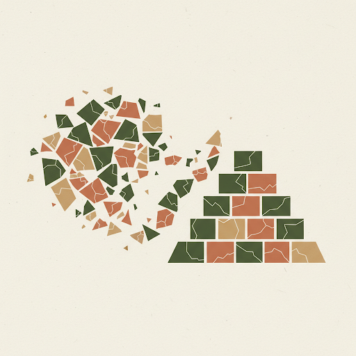 Editorial illustration of data complexity transitioning to structure